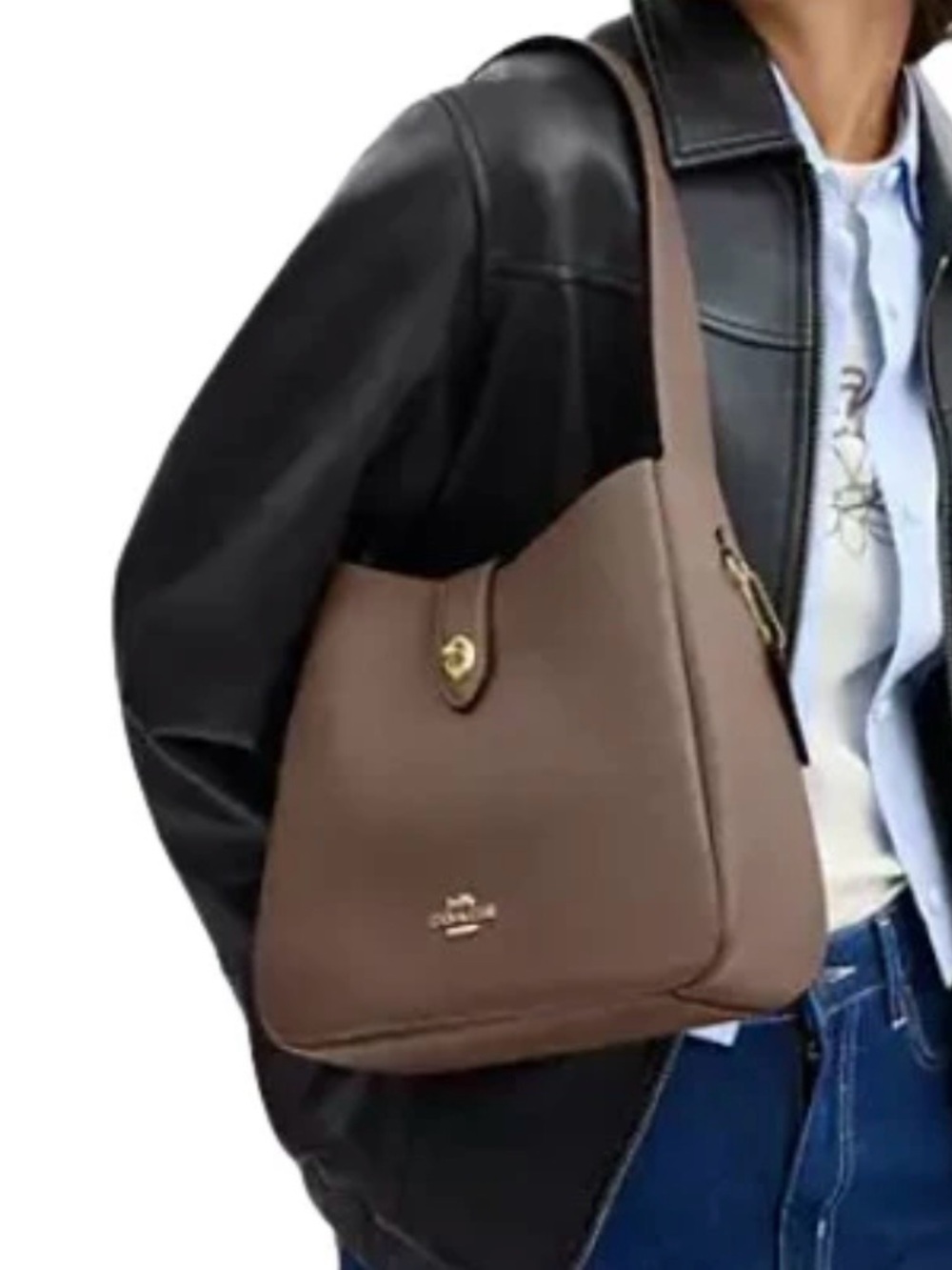 Coach Hadley Convertible Crossbody Bag Dark Stone Pebble Leather - Picture 4 of 11